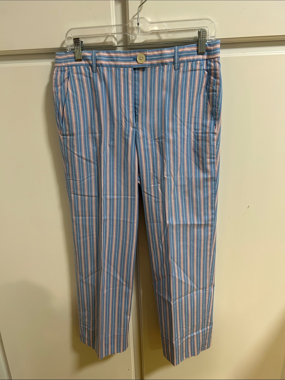 Vintage J. Crew Blue and Pink Striped Cotton Pants 4